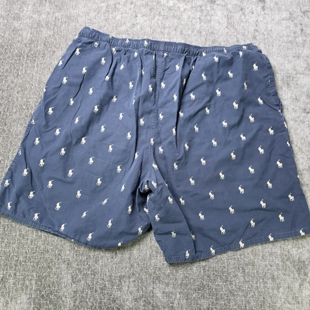 Polo Ralph Lauren Pajama Shorts Mens XL Navy Blue AOP Allover Pony Pockets 35x8